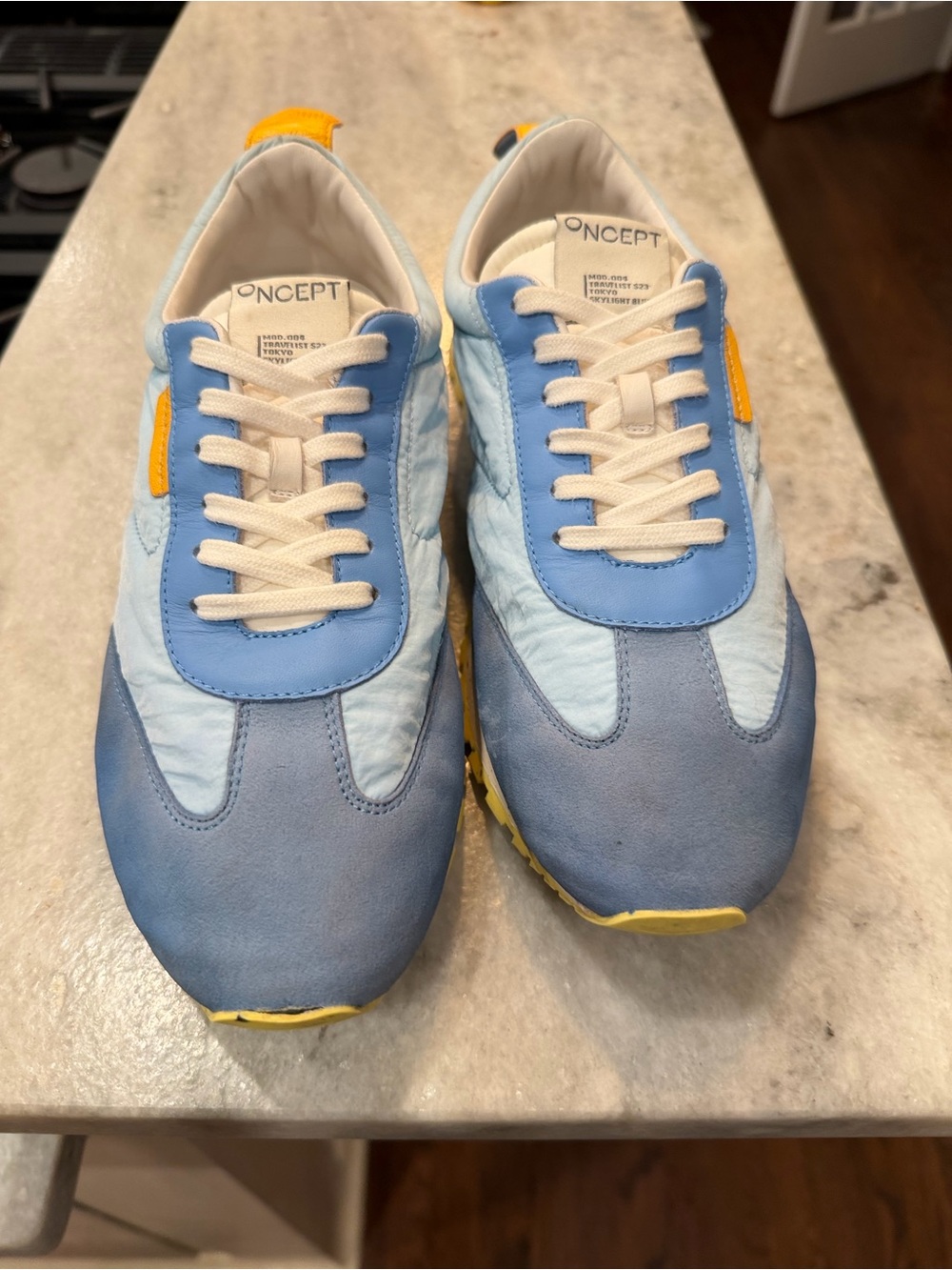 ONCEPT Men's Light Blue & Yellow Retro Runner Sneakers